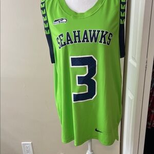 Nike Green and Blue Seahawks Jersey